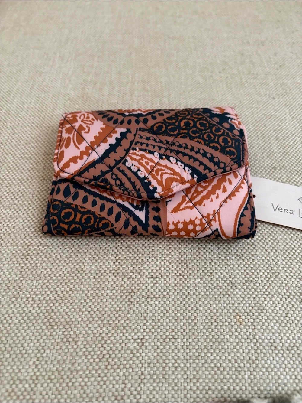 Vera Bradley Pink and Rust Quilted Printed Card Wallet - Picture 5 of 5